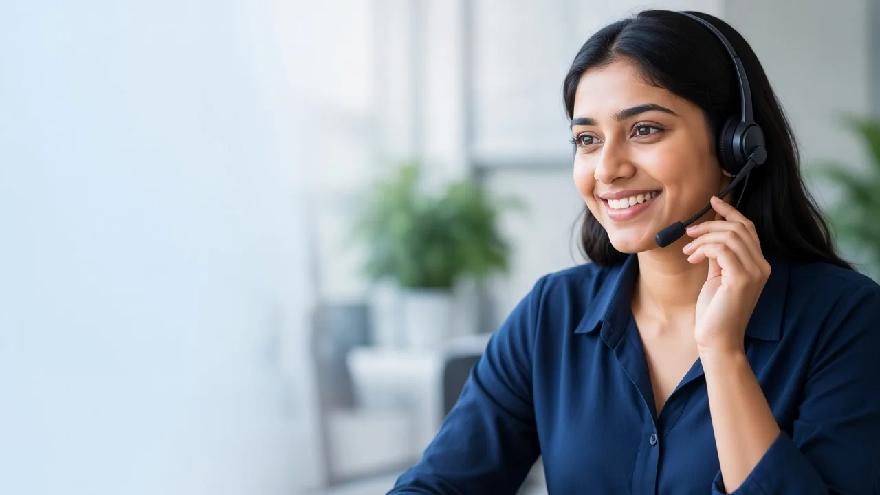 Smiling MyMedicare customer care agent wearing a headset